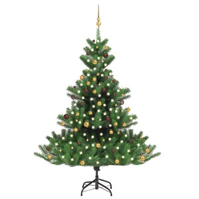 Árbol de Navidad vidaXL artificial Nordmann Fir LED bolas 210 cm verde