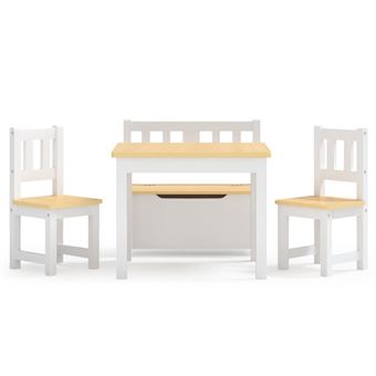 Mesa y sillas vidaXL infantiles 4 piezas MDF blanco y beige 15,4Kg, Pequeño  mobiliario, Los mejores precios
