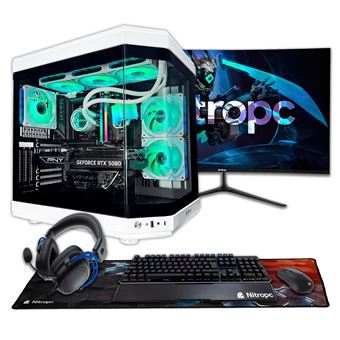 PC Gaming NitroPC Pack Platinum Blanco – Intel Core i7-14700KF, NVIDIA RTX 5060 Ti 16 GB, 32 GB DDR5, 2 TB M2, Win11 Pro, Accesorios + Monitor 27 "" 2K 165 Hz Curvo – Listo para jugar - 1
