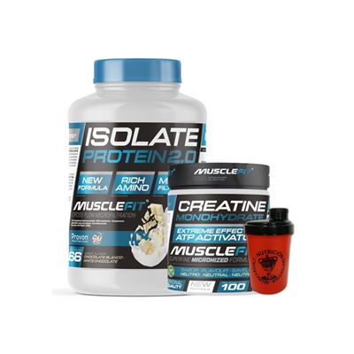 Pack Proteina Iso 2000g Chocolate Blanco + Creatina 300g + Shaker (regalo) - Musclefit Musclecult Aumento Muscular