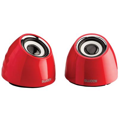 König Juego de 2 altavoces USB 2.0 portátiles con POTENCIA de 3 W, COLOR rojo, perfectos para viajar