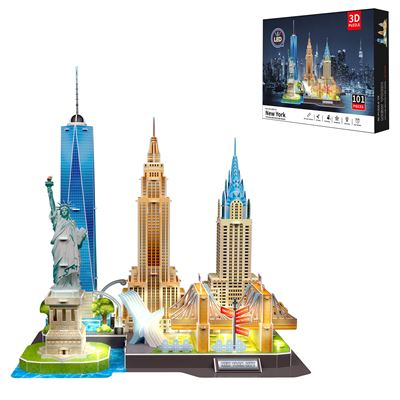 Puzle 3d Dam Ciudad De Nueva York Con Luces Led 101 Piezas Multicolor