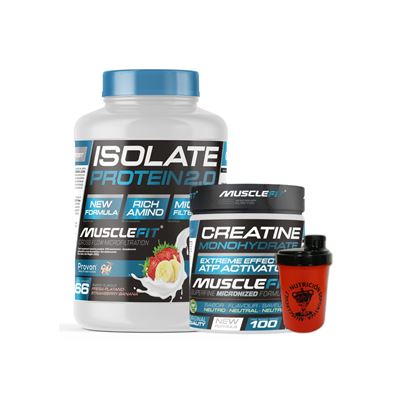 Pack Proteina Iso 2000g Fresa Y Plátano + Creatina 300g + Shaker (regalo) - Musclefit Musclecult Aumento Muscular