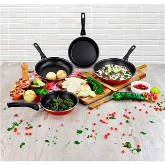 Menaje de cocina ollas y sartenes utensilios de cocina Set Nuevo de cocción  antiadherente (18 piezas), Rojo : : Hogar y Cocina