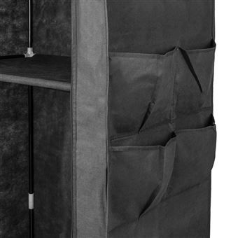 Armario ropero guardarropa de tela desmontable 70 x 45 x 155 cm negro -  Cablematic