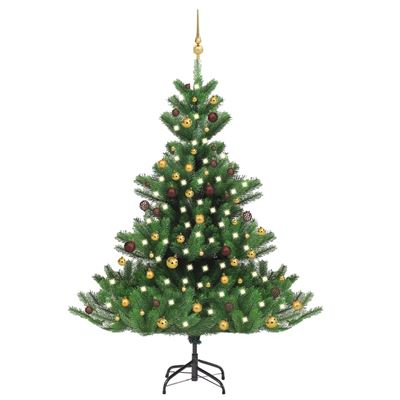 Árbol de Navidad vidaXL artificial Nordmann Fir LED bolas 180 cm verde