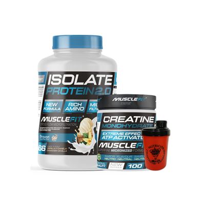 Pack Proteina Iso 2000g Vainilla Y Canela + Creatina 300g + Shaker (regalo) - Musclefit Musclecult Aumento Muscular