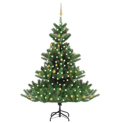 Árbol de Navidad vidaXL artificial Nordmann Fir LED bolas 240 cm verde