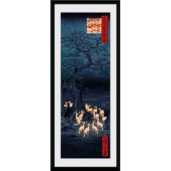 Fotografía Enmarcada Hiroshige Zorros de fuego en la Nochevieja