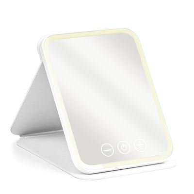 Espejo De Maquillaje Dam Plegable, Luz Led Tamaño Compacto Blanco