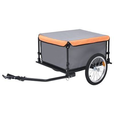 Remolque De Carga Para Bicicletas Vidaxl Gris Y Naranja 65 Kg