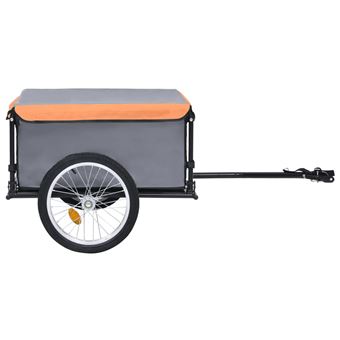 Remolque de carga para bicicletas vidaXL gris y naranja 65 kg
