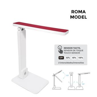 Flexo LED sobremesa 5w modelo roma color blanco/rojo interruptor-regulador tactil 220-240v EDM