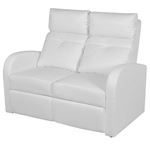 Sillón reclinable vidaXL, 2 plazas de cuero artificial Blanco