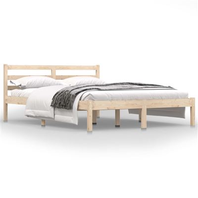 vidaXL Estructura cama madera maciza de pino doble marrón 135x190 cm