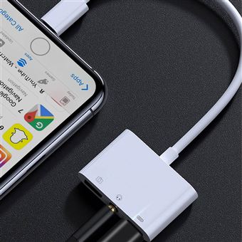 Adaptador Lightning a USB para iPhone/iPad + Jack 3,5 mm y Carga - Blanco -  Cargador para teléfono móvil - Los mejores precios