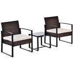 Conjunto de muebles de ratán 3 piezas Outsunny 42,5x40x39cm marrón