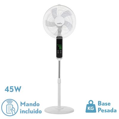 Ventilador De Pie Fabrilamp Rodium Blanco 45w Oscilante Táctil