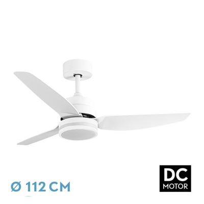 Ventilador De Techo Fabrilamp Led Jarama Regulable Con Control Remoto 20w 3cct 2350lm Ip20 Ø112cm Blanco