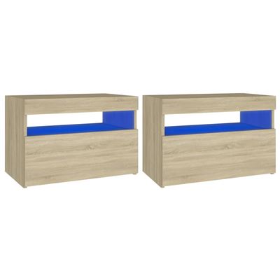Vidaxl Muebles Para Tv Con Luces Led 2 Uds Roble Sonoma 60X35x40cm
