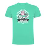Camiseta manga corta Friking, Modelo 904 I Want You To Play With Me Talla 2XL, Menta