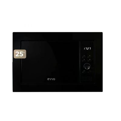 Microondas Integrable Evvo Mi35 Negro, 25l De Capacidad, Grill 1000w, Puerta Y Marcos Efecto Brillante, Multifunción, 8 Funciones, Temporizador 60 Minutos, Display Digital (acabado Negro)
