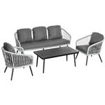 Conjunto de muebles de ratán jardín 4 piezas Outsunny 174x70x76cm gris