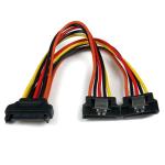 StarTech.com Cable 0,15m Adaptador Bifurcador Divisor Splitter Alimentación SATA Latching Cierre Pestillo - 2x Hembra - cables de SATA