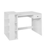 Mesa de escritorio SoBuy FWT35-W con un cajón y 4 estantes color blanco 101x76cm