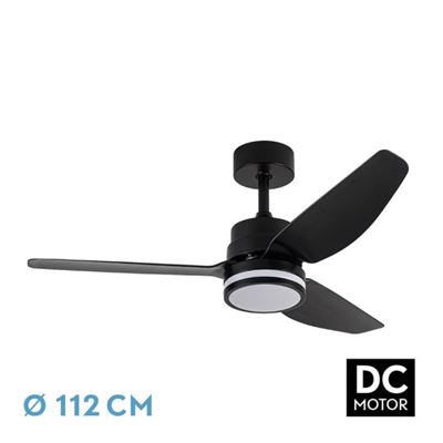 Ventilador De Techo Fabrilamp Led Jarama Regulable Con Control Remoto 20w 3cct 2350lm Ip20 Ø112cm Negro
