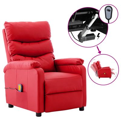 Sillón de masaje eléctrico reclinable vidaXL cuero sintética rojo