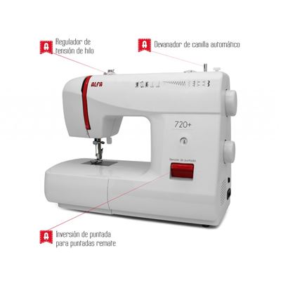 Máquina De Coser Alfa 720+ 9 Puntadas , Cose Vaqueros Blanco