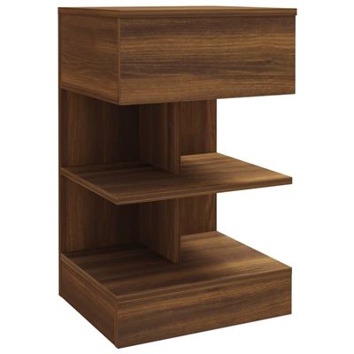 Vidaxl Marrón Mesita De Noche Madera Contrachapada Roble 40X35x65cm