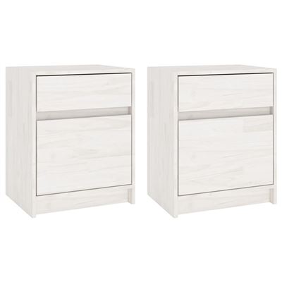 Vidaxl Blanco Pack 2 Uds Mesitas De Noche Madera Maciza Pino 40X31x50cm