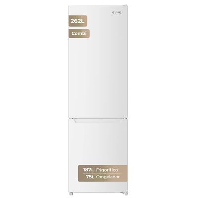 Frigorífico Combi EVVO F51, 262L (187L + 75L), 176 cm, Iluminación LED,  Congelador, Balda Cristal, Bajo Consumo,