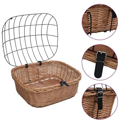 Cesta Delantera De Bicicleta Con Tapa Vidaxl Sauce Natural 50x45x35 Cm