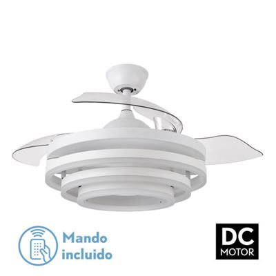 Ventilador De Techo Fabrilamp Led Kai Regulable Con Control Remoto 72w 3cct 6120lm Ip20 Ø107cm Blanco