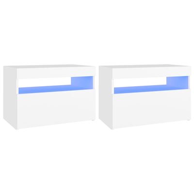 Vidaxl Blanco Muebles Para Tv Con Luces Led 2 Unidades 60X35x40cm