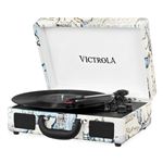 Victrola Suitcase Tocadiscos 3 velocidades retro map en maleta vintage