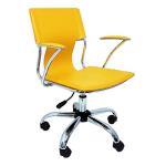 PIQUERAS Y CRESPO Modelo 214 - Silla de oficina ergonómica con brazos fijos, regulable en altura y giratoria 360º - Asiento y respaldo tapizados en similpiel color amarillo