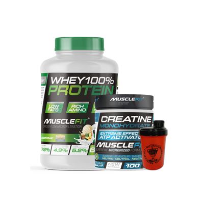 Pack Whey 100% Protein 2000g Vainilla Y Canela + Creatina 300g Musclefit + Shaker (regalo) Musclecult Aumento Muscular