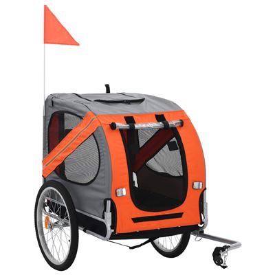 Remolque de bicicleta para perros vidaXL naranja y marrón