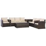 Conjunto muebles de ratán con almacenaje Outsunny 183x72x77cm marrón