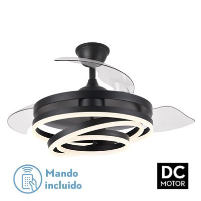 Ventilador De Techo Fabrilamp Led Kai Regulable Con Control Remoto 72w 3cct 6120lm Ip20 Ø107cm Negro