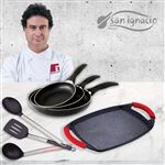 San Ignacio Cune sip set 3 sartenes plancha grill utensilios aluminio prensado negroplateado