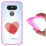 Funda LG G5, WoowCase Funda Silicona Gel Flexible Corazón Huella Dactilar, Carcasa Case - Rosa