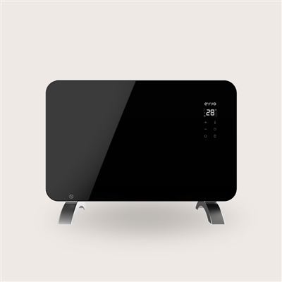 Radiador Eléctrico Evvo C1000 Cristal, Wifi, 1000w, Pantalla Táctil, Mando A Distancia Negro