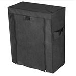 Armario ropero y zapatero de tela desmontable PrimeMatik, 60 x 30 x 76 cm negro con puerta enrollable