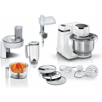 Máquina De Cocina Serie 2 Bosch Robot De Cocina 700w 4 Velocidades + Turbo Vaso De Acero Inoxidable Blanco