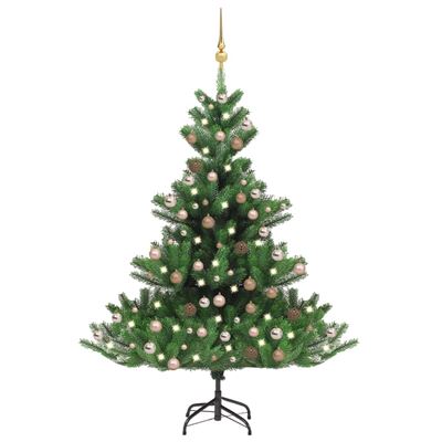 Árbol de Navidad vidaXL artificial Nordmann Fir LED bolas verde 210 cm 12,84 kg